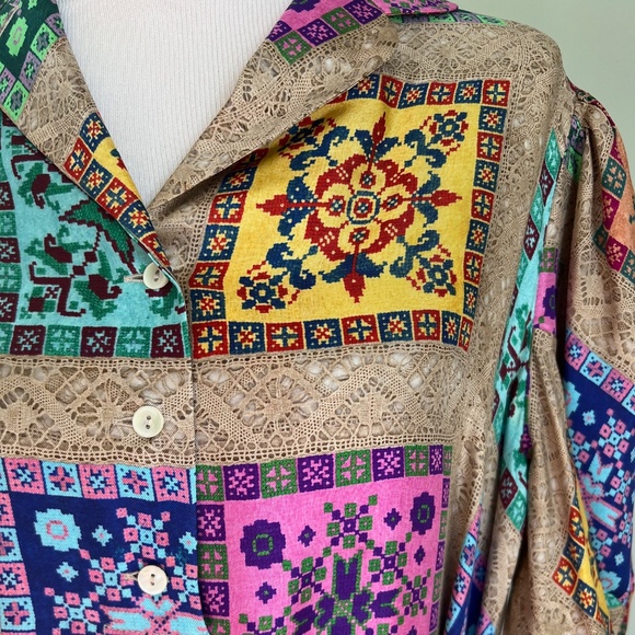 Pierre-Louis Mascia 100% Silk Dress, XL, Geometric Design, Maxi Dress - Picture 3 of 16